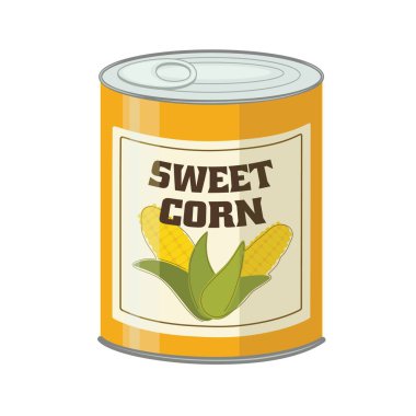 Canned sweet corn on white background