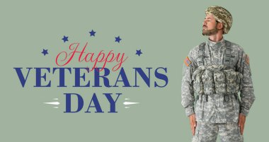 Erkek askerlerle Amerikan Gaziler Günü Afişi