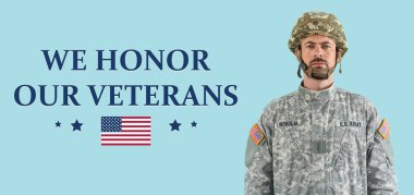 Erkek askerlerle Amerikan Gaziler Günü Afişi