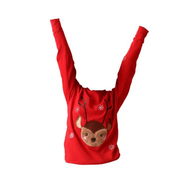 Beyaz arka planda kırmızı Noel süveteri