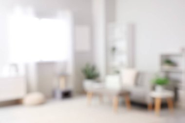 Bulanık oturma odası, kanepe ve yumuşak bank.