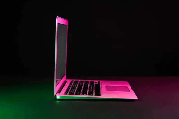 Modern Laptop Black Background — Stock Photo, Image