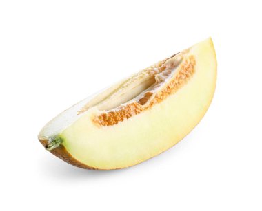 Beyaz arkaplanda bir parça tatlı kavun