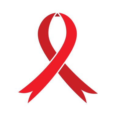 Beyaz arka planda kırmızı kurdele. AIDS Farkındalık Günü