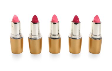 Beyaz arkaplanda farklı ruj izleri