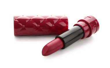 Beyaz arkaplanda güzel kırmızı ruj