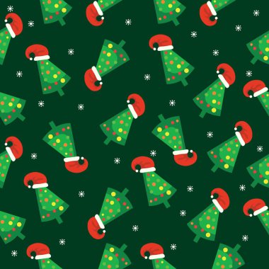 Yeşil arka planda Noel ağaçları olan tasarım için kusursuz desen