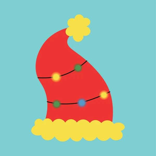 Christmas Elf Hat Blue Background — Stock Vector