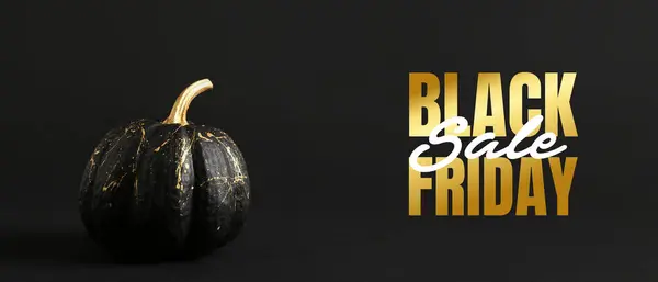 Painted pumpkin and text BLACK FRIDAY SALE on dark background