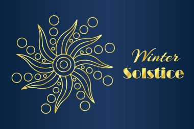 Metin KIŞ SOLSTICE ve mavi arkaplanda güneşi çizdi