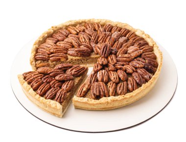 Beyaz zemin üzerine lezzetli Cevizli pasta