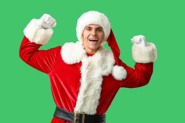 Happy Santa Claus Green Background — Stock Photo, Image