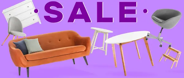 Banner for furniture shop with word SALE