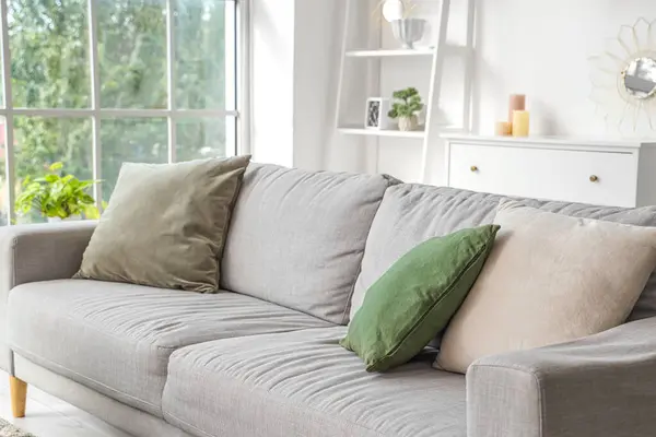 Stilvolles Graues Sofa Wohnzimmer — Stockfoto