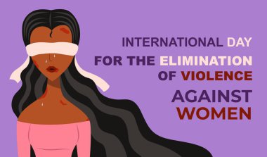 Ağlayan genç bir kızla kadınlara yönelik şiddetin ortadan kaldırılması için Uluslararası Bayrak