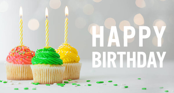 Birthday Greeting Card Tasty Cupcakes — Stock Photo, Image