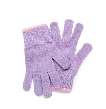 Beyaz arka planda şık kış eldivenleri