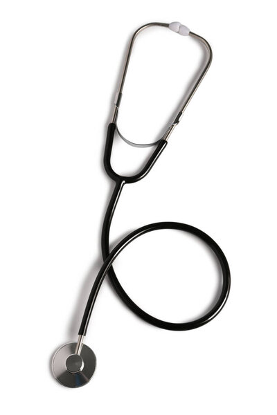 Modern stethoscope on  light background