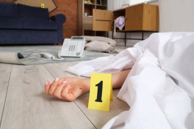 Dead body at crime scene, closeup clipart