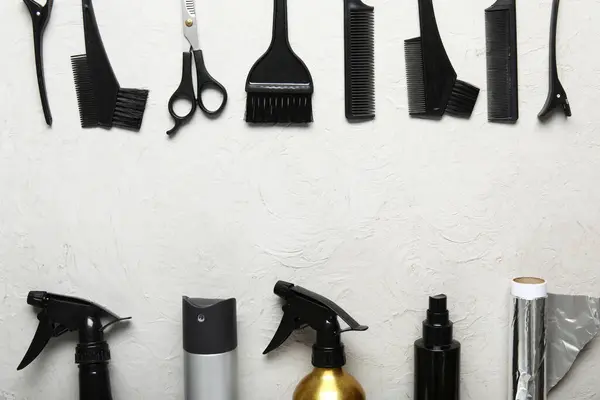 Set of hairdresser\'s tools on white background