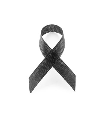 Beyaz arkaplanda siyah cenaze kurdelesi