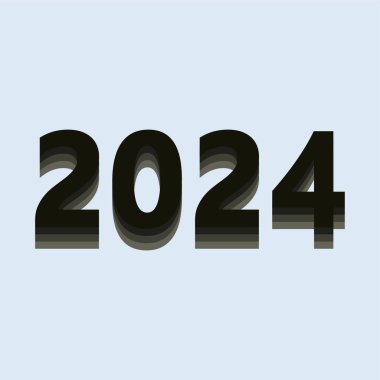 Açık mavi arka planda 2024. Yeni yıl kutlaması