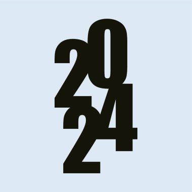 Açık mavi arka planda 2024. Yeni yıl kutlaması