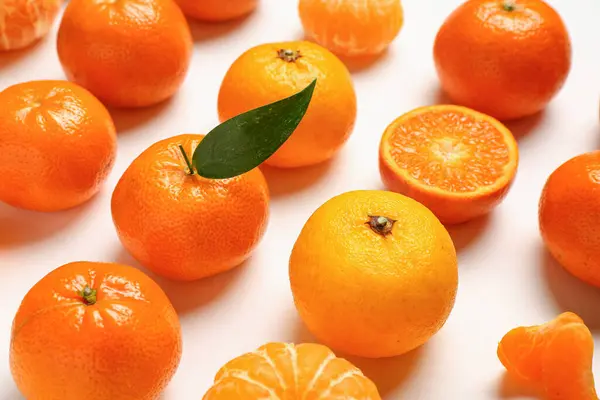 Many Sweet Mandarins White Background — Stock Photo, Image