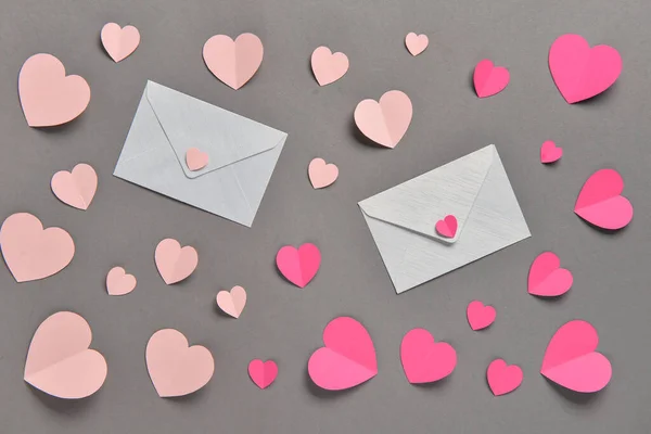 배경에 편지와 심장을 로맨틱 세인트 발렌타인 — 스톡 사진