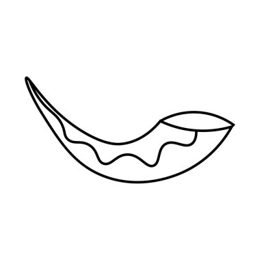 Beyaz arka planda Shofar çizilmiş. Rosh hashanah (Yahudi Yeni Yılı) kutlaması