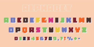 İngiliz alfabesi ve bej arkaplan figürleri