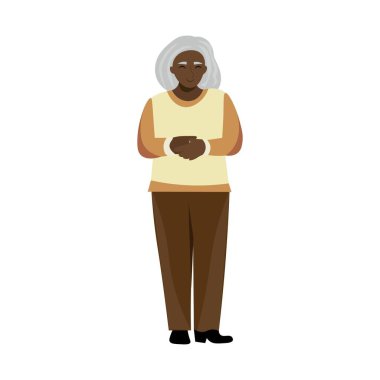 Beyaz arka planda yaşlı Afro-Amerikalı kadın