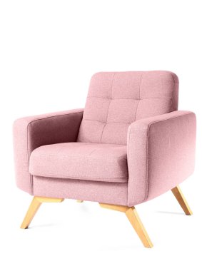 Beyaz arka planda modern pembe koltuk