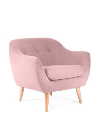 Beyaz arka planda modern pembe koltuk