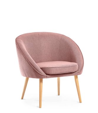 Beyaz arka planda modern pembe koltuk