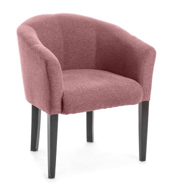 Beyaz arka planda modern pembe koltuk