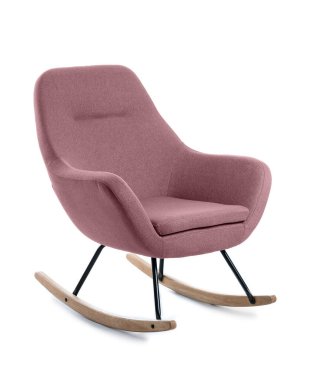 Beyaz arka planda modern pembe sallanan sandalye