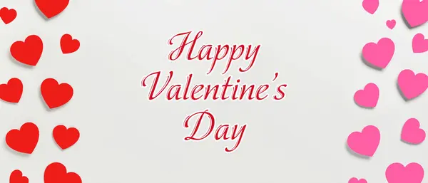 Corações Papel Texto Happy Valentine Day Fundo Claro — Fotografia de Stock