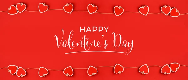 Banner Saudação Para Dia Dos Namorados Com Muitos Corações — Fotografia de Stock