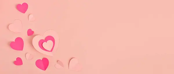 텍스트를위한 상단보기 분홍색 배경에 발렌타인 — 스톡 사진