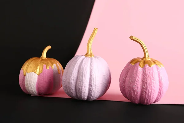 Different Painted Pumpkins Colorful Background — Stock Photo, Image