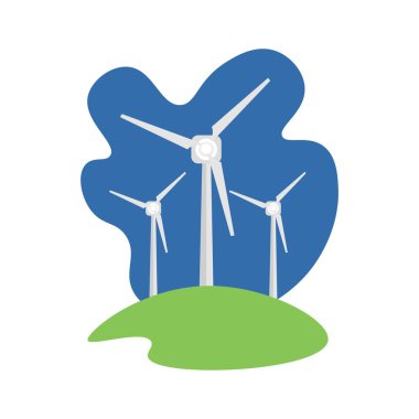 Rüzgar değirmenleri beyaz arkaplanda