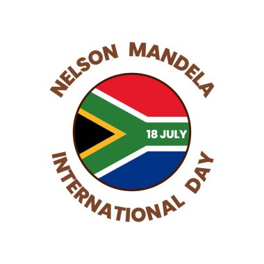 NELSON MANDELA 'ya mesaj at ULUSLARARASI GÜN VE beyaz arkaplanda bayrak