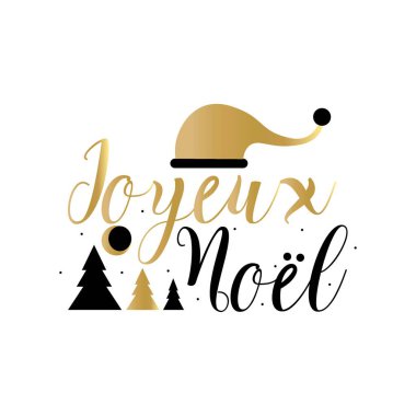 Yazı: JOYEUX NOEL (Mutlu Noeller için Fransızca) beyaz arkaplan