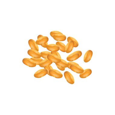 Beyaz arkaplanda buğday taneleri