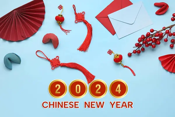 Prachtige Wenskaart Voor Gelukkig Chinees Nieuwjaar 2024 — Stockfoto