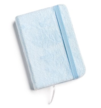 Beyaz arkaplanda izole edilmiş konforlu kapak içindeki şık defter