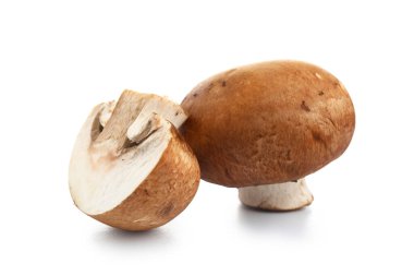 Beyaz arka plan üzerinde ham champignon mantar