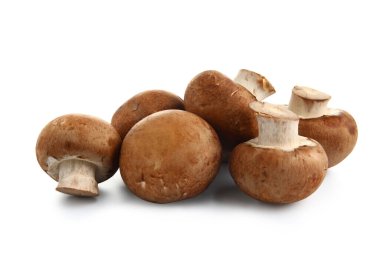 Beyaz arka plan üzerinde ham champignon mantar kümesi
