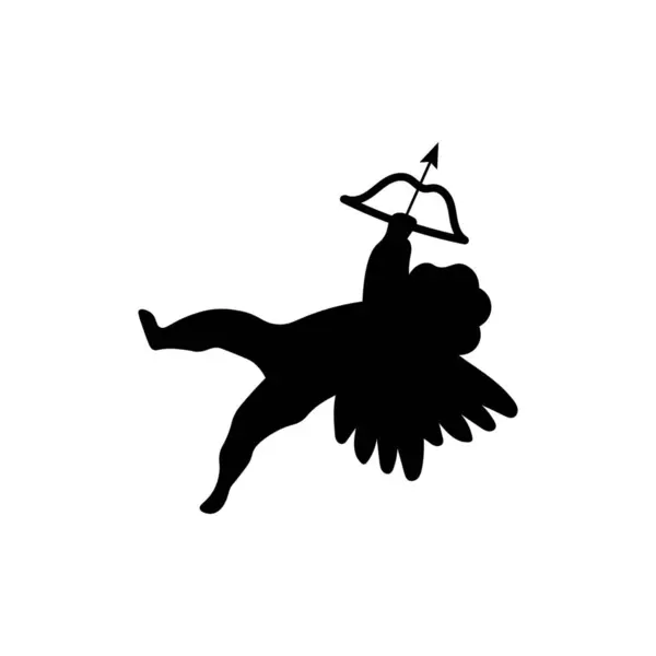 Silhouette Cupidon Avec Arc Flèche Sur Fond Blanc — Image vectorielle